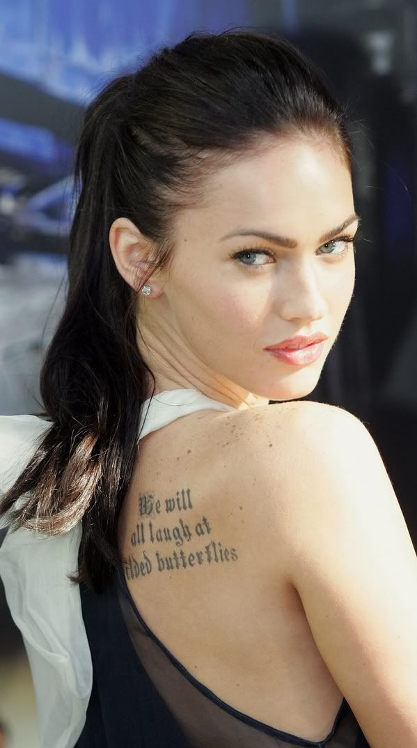 megan fox tattoos on back. megan fox tattoos back. megan