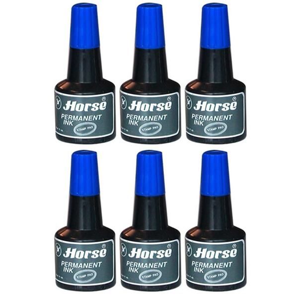 6 Pieces Horse Blue Stamp Pad Water Proof Refill Permanent ink 30 cc
