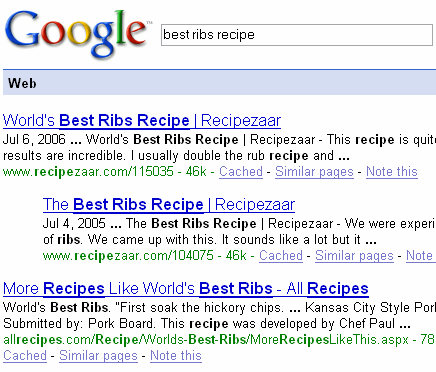 Google search - best ribs recipe