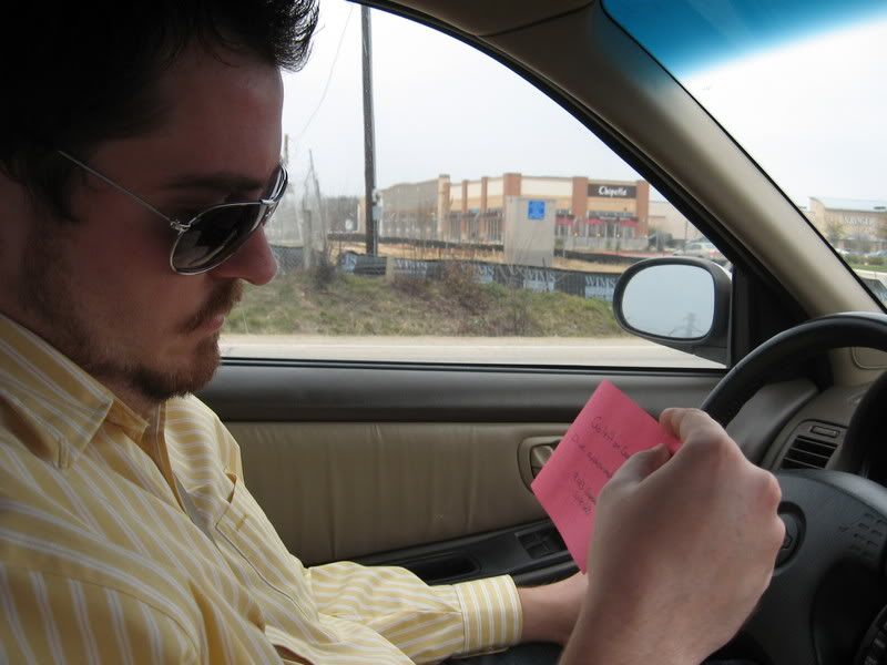 Daniel reads his card to find out where they're headed next.