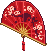 Red Soku City Fan With Pattern