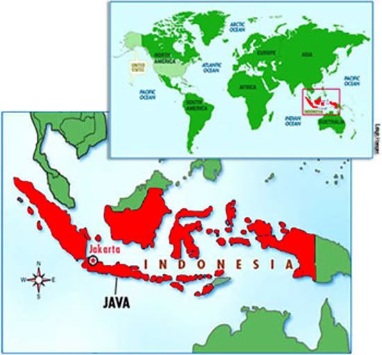 world map with equator and prime. Indonesia on the World Map
