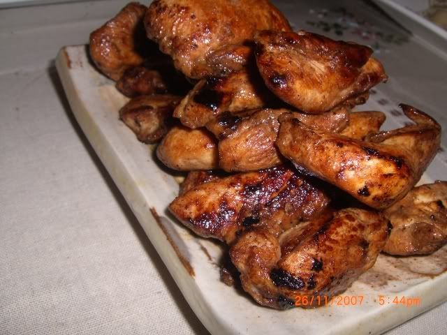The chicken fillets that were cooked by Wayne. Recipe, make up by Wayne LOL!! basically marinated in soy sauce and five spice. DELICIOUS!