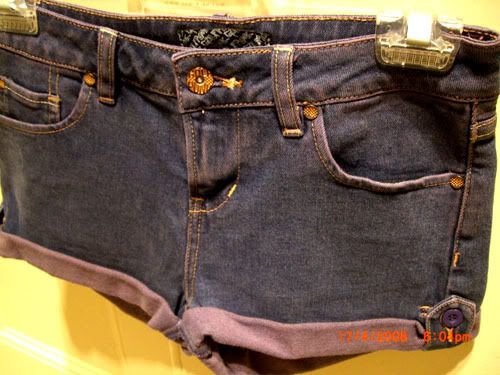 Front, the denim is a purple tinge