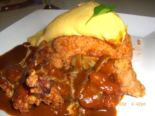chicken karaage omelete with rice