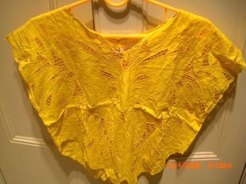 Bright yellow cape-like top that's woven effect, it's soo nice haha