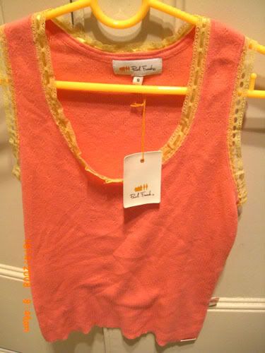 Knitted peach coloured Paul Frank top with lacing