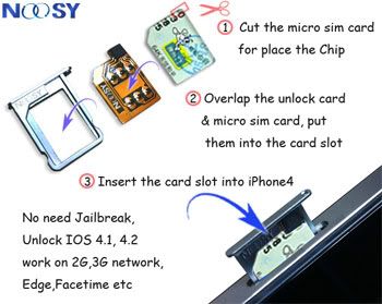 NOOSY unlock iPhone 4 turbo sim gevey