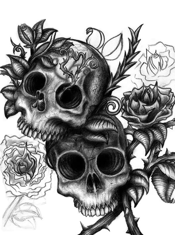 2Skull And Roses Pictures Images and Photos
