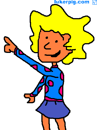 What color are the Pokadots on the shirt of cartoon character Patty 