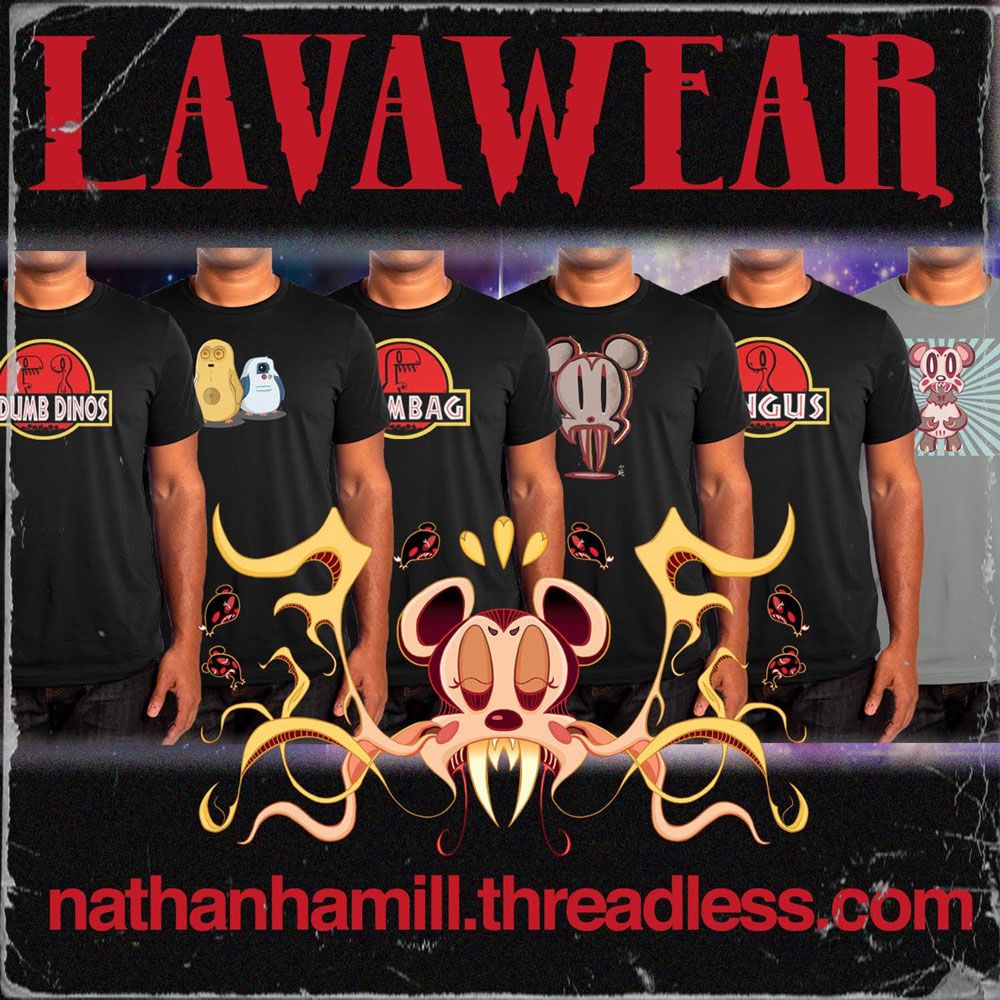 Apparel, T-Shirt, Nathan Hamill, Dinosaur, Limited Edition, SpankyStokes, Introducing LAVAWEAR... from Nathan Hamill