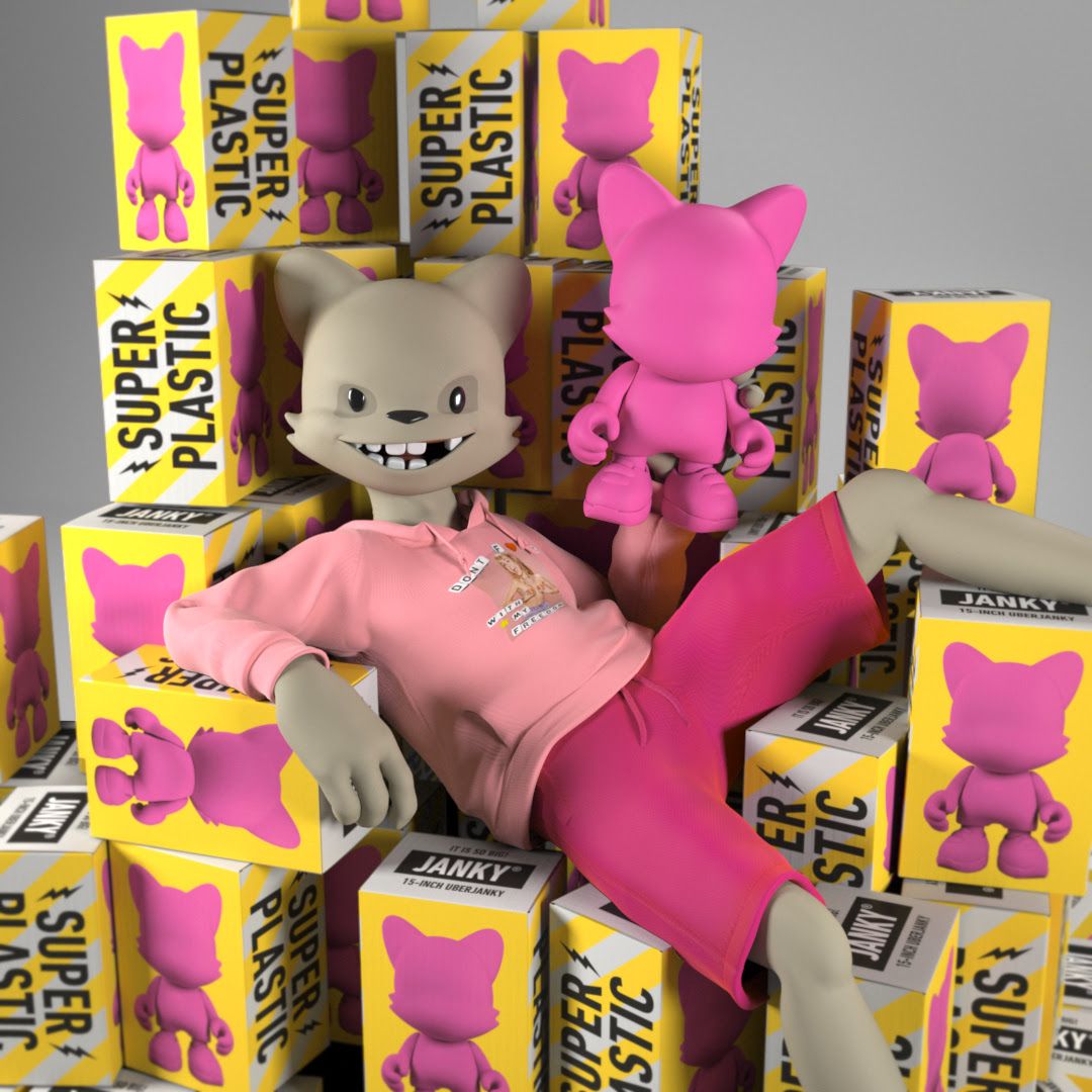 SpankyStokes, Janky, Vinyl Toys, Superplastic, Limited Edition, 15-inch Pink UberJanky EXCLUSIVE DROP from Superplastic