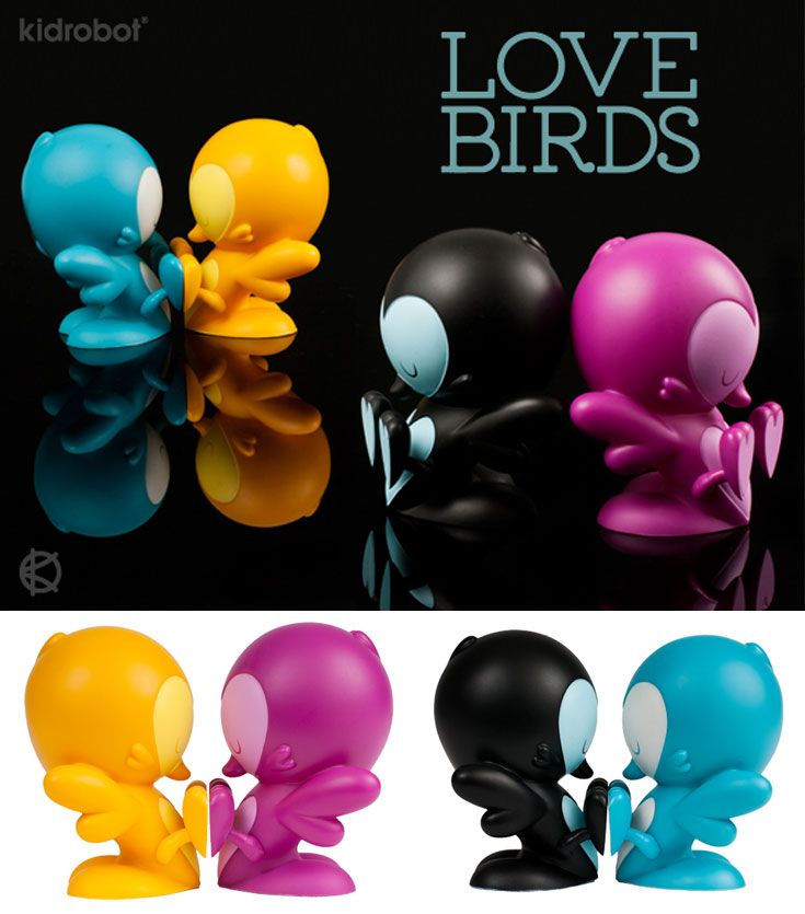 DESIGN TOY LOVE BIRDS 5/13cm BLUE TEAL Vers. by KRONK KIDROBOT Love