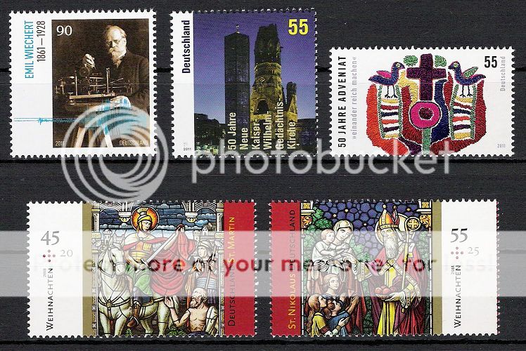 Germany 2011, November 10th New Issues, 5 stamps, Unmounted mint 