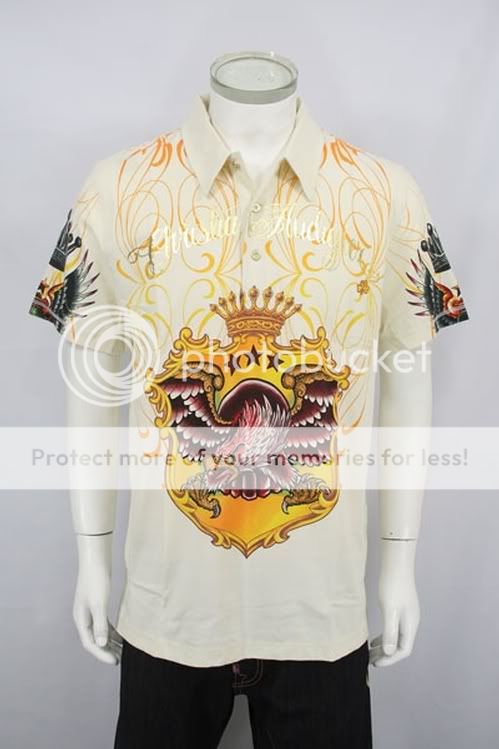 Christian Audigier Skull wings Polo with Rhinestones  