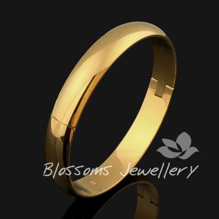 SOLID 18K 18ct GOLD GF Wide 10mm Plain BANGLE 33g S46  