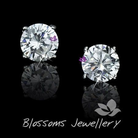 9K 9ct White GOLD GF 8mm Stud Earrings Genuine SWAROVSKI Diamond ES411 