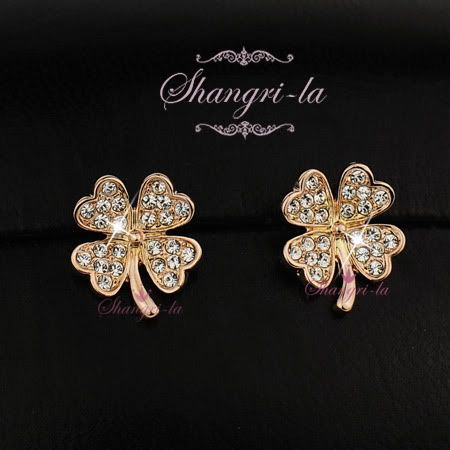 18k gold plated sterling silver 12mm four leaf clover studs in various colors