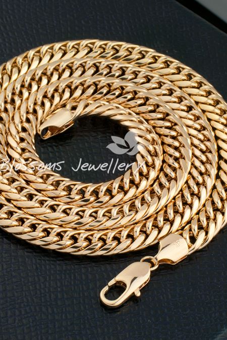 18K 18ct Gold Filled Wide Open Link Chain Mens Womens Necklace 24" Heavy S20A